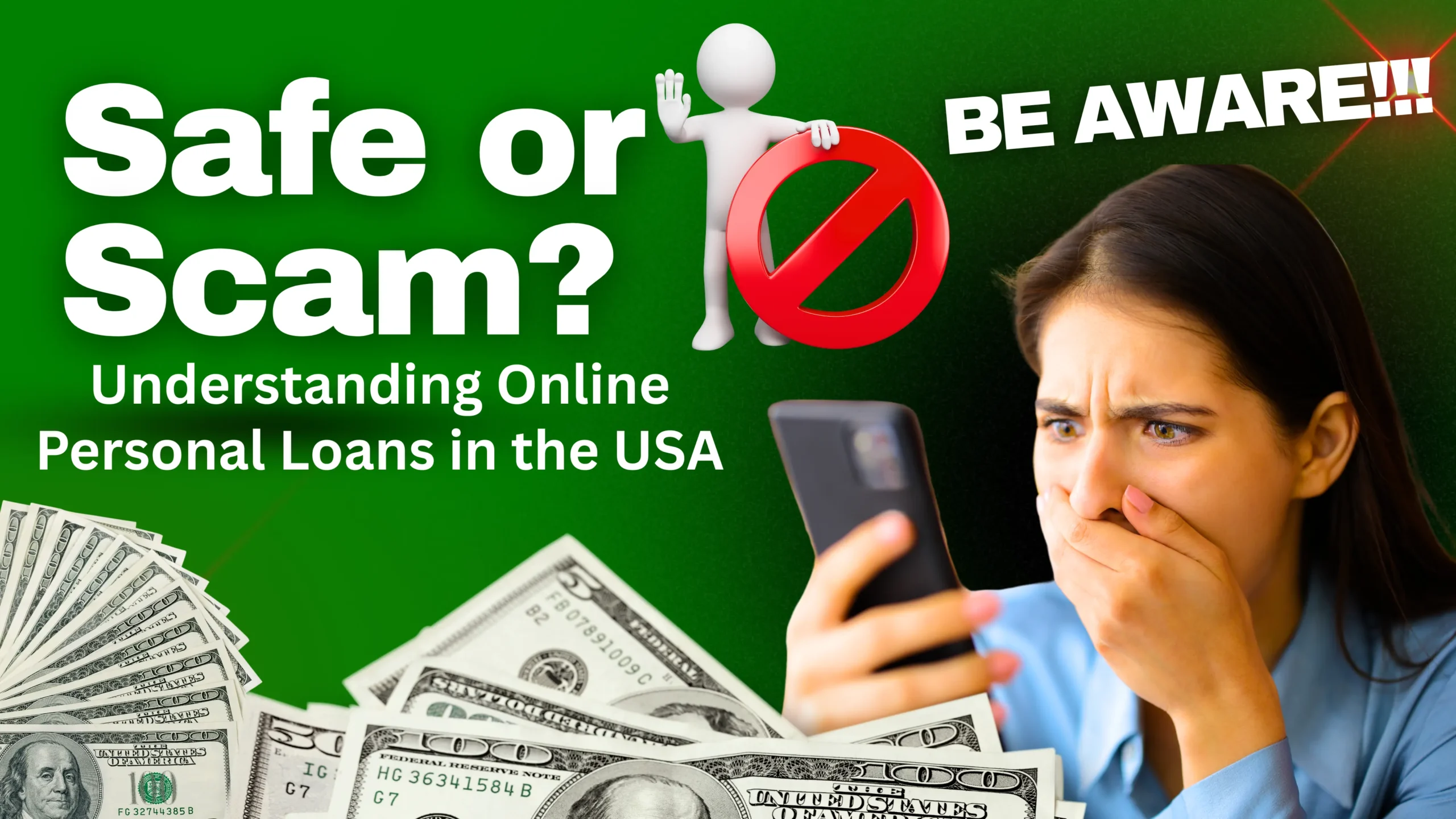 Visual comparison of safe vs scam online personal loan offers in the USA